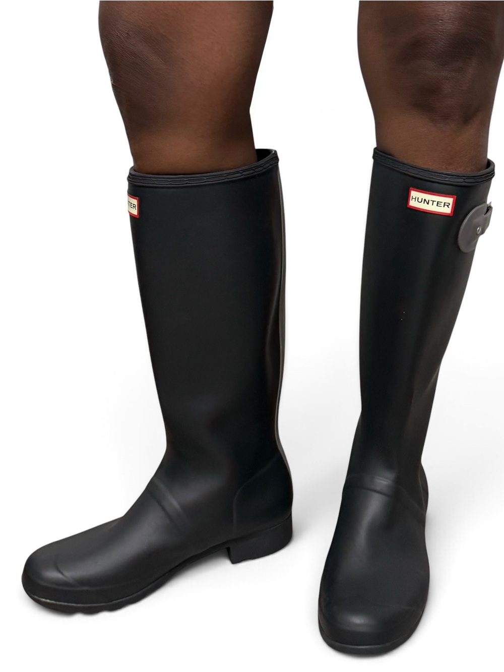 Women’s Hunter Tour Packable Rain Boots Matte Black Gray Buckle